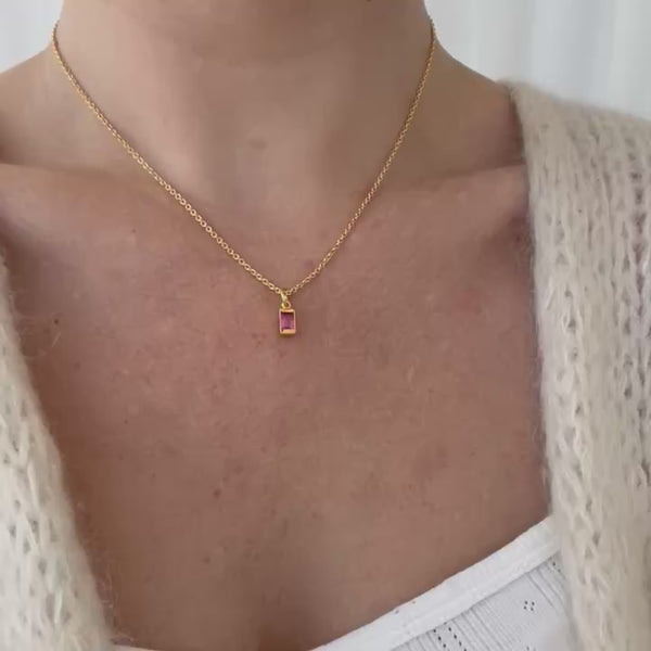 Square vedhæng pink topas