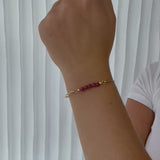 Armring med pink rhodonit top