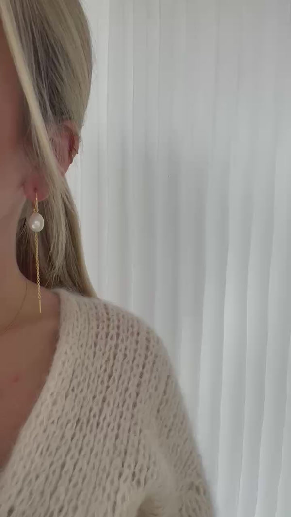 Baroque perle creol med kæde 