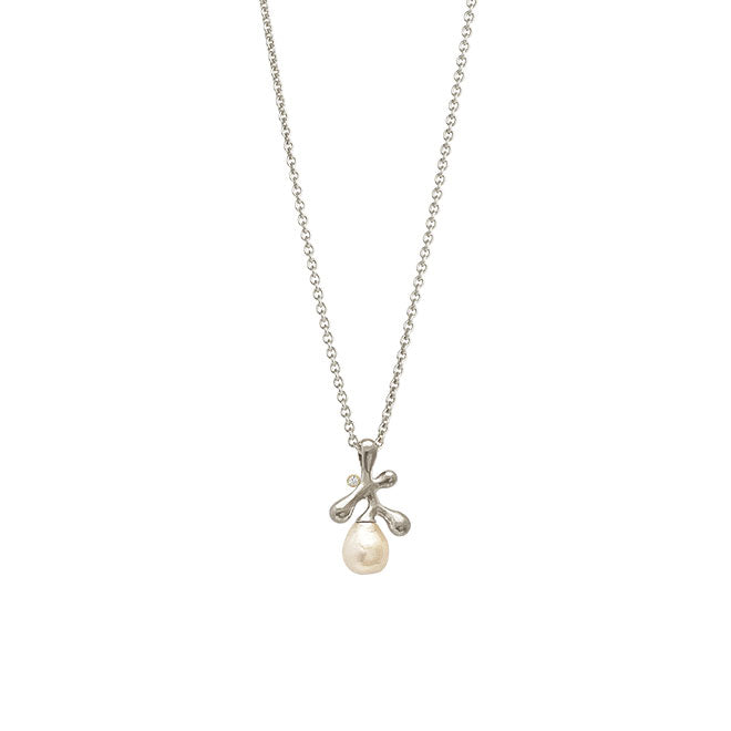 Florea vedhæng med perle og diamant