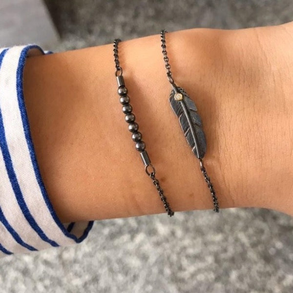 Feather bracelet with diamond