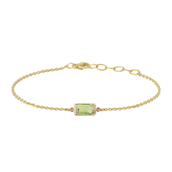 Square bracelet with green peridot
