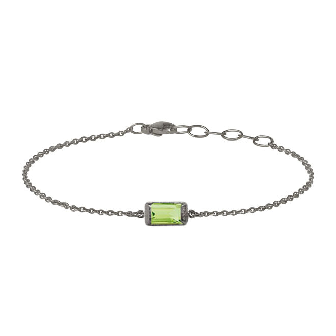 Square bracelet with green peridot