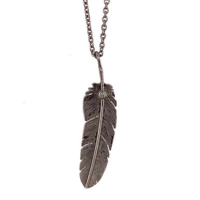 Feather pendant with diamond