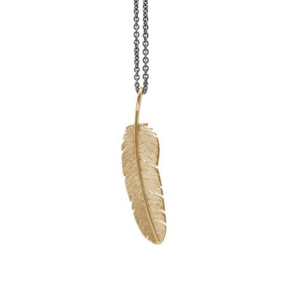 Feather pendant medium goldplated