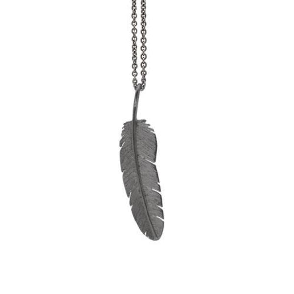 Feather pendant medium oxidized