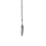 Feather pendant small rhodium plated