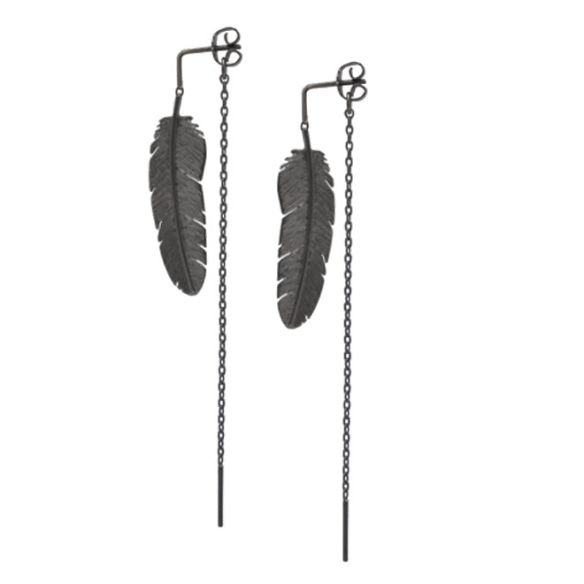 Feather earring with chain