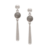 Drop earring with grey moonstone