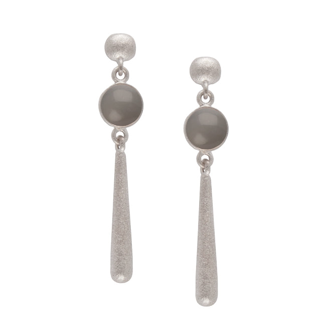 Drop earring with grey moonstone