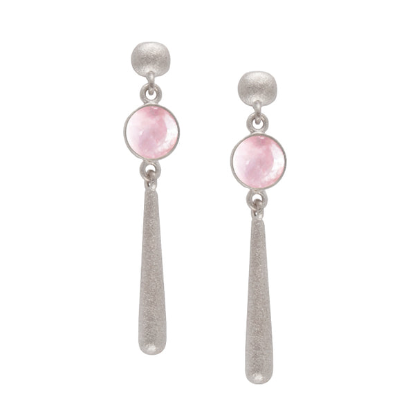Drop earring with rose quartz