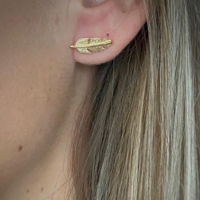 Feather earring 14K Gold