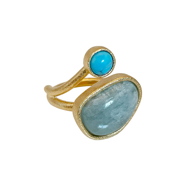 KOLO Ring with Aquamarin and Turquoise
