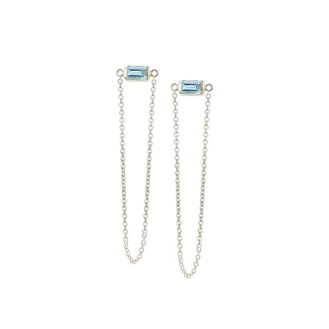 Square earring with chains